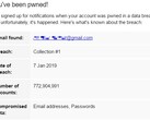 Collection #1 breach notification by Have I Been Pwned (Source: Personal email)
