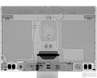 An x-ray of the new iMac, courtesy of iFixit, shows two massive metal plates and tiny internals. (Image via iFixit)