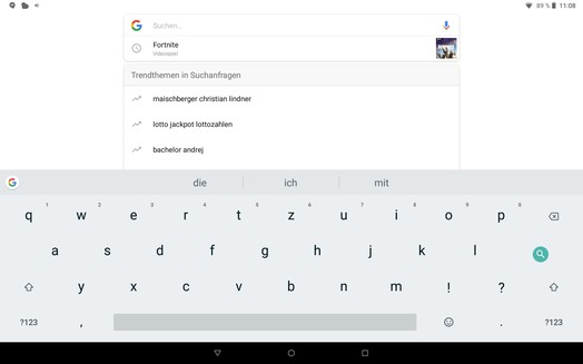 Using the default keyboard in landscape mode