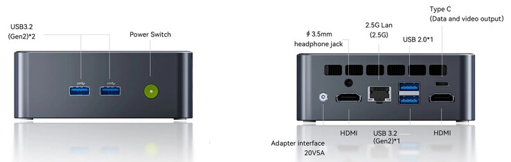 The external interfaces of the GMKtec NucBox M3 Ultra (Source: GMKtec)