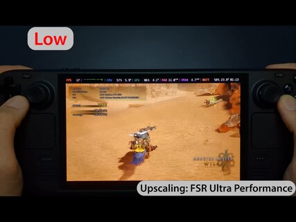 Monster Hunter Wilds Steam Deck OLED benchmark: (Image source: Steam Deck and Streaming YouTube channel)