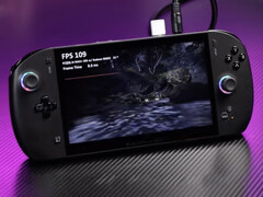 The OneXFly Apex playing Black Myth: Wukong at 1080p with an AMD Ryzen AI Max+ 395 APU. (Image source: One-Netbook)