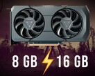 The 16 GB RX 7600 XT thrashed the 8 GB RX 7600 in multiple modern titles. (Image source: AMD, Steam, edited)