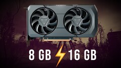 The 16 GB RX 7600 XT thrashed the 8 GB RX 7600 in multiple modern titles. (Image source: AMD, Steam, edited)