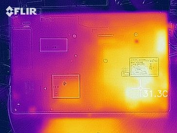 Heat distribution at idle (underside)