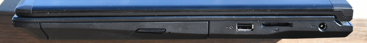 Right: DVD super-multi, USB 2.0, card reader, charging port