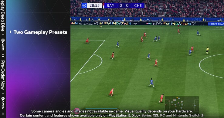 EA Sports FC 26 gameplay trailer grouping Switch 2 with other current-gen consoles (Image source: screenshot, EA Sports FC YouTube)