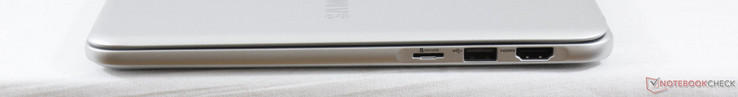 Right: MicroSD reader, USB 3.0, HDMI
