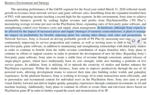 Sony financial statement with console sales strategy detailed