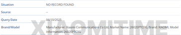 Corresponding model numbers for Xiaomi 17T Pro (Image source: XiaomiTime)