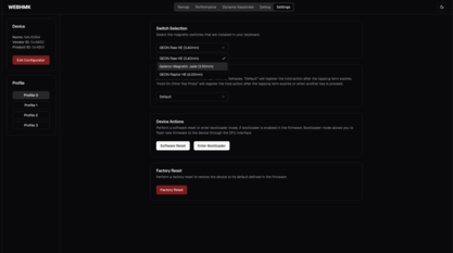 WebHMK and libhmk are compatible with three different switches right now. (Image source: WebHMK)