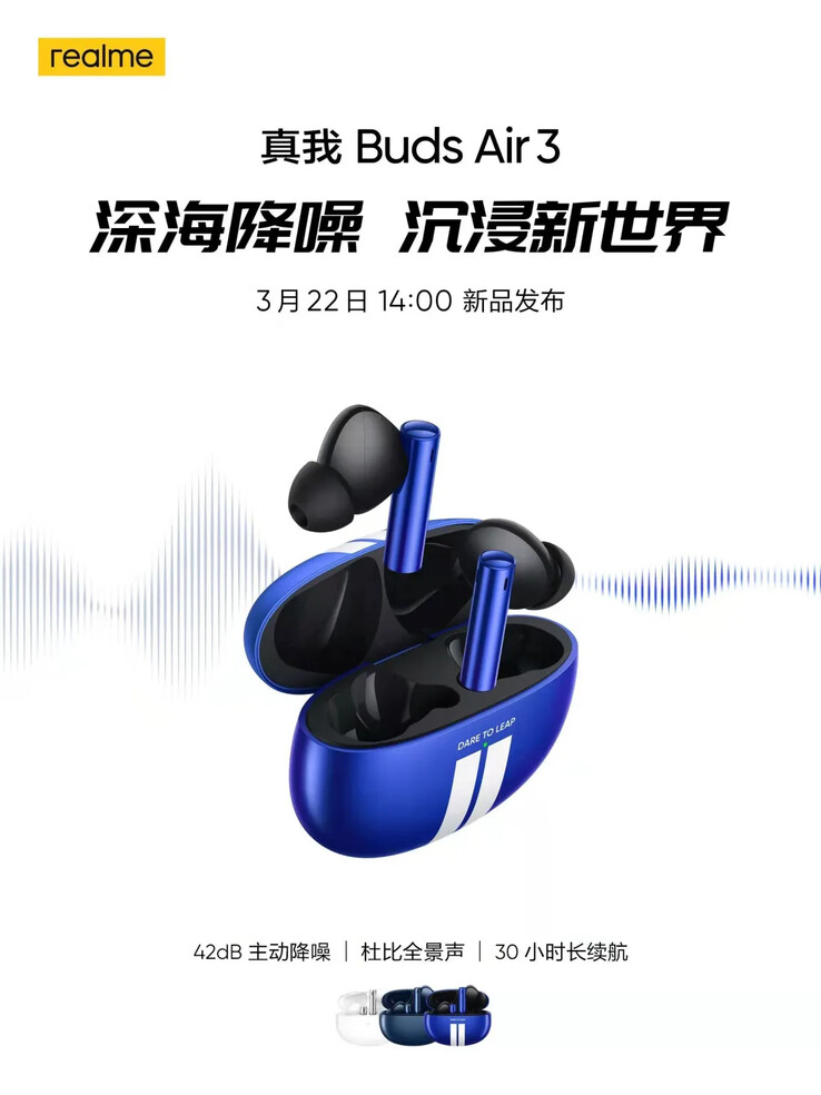 Realme's new "Le Mans" finish will be available in its latest phone and in new TWS earbuds. (Source: Realme via Weibo)