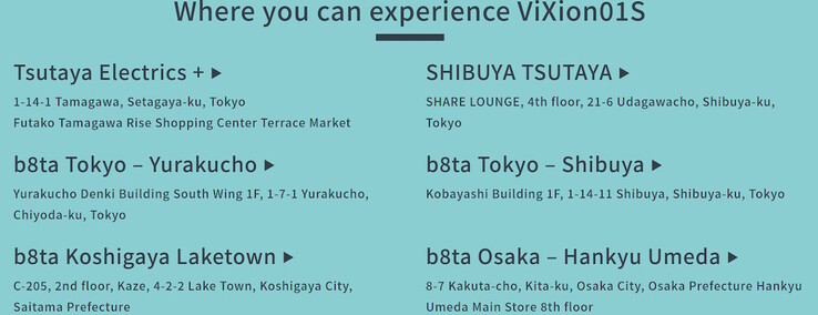 Interested buyers in Japan can try the ViXion01S prior to purchase. (Image source: ViXion)