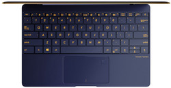 Asus's ZenBook 3 has a 12.5-inch screen with larger bezels than the XPS 13, but its keyboard barely fits the chassis. (Source: Asus)