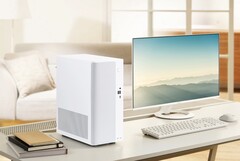 The Asus V500 Mini Tower is available in either white or black with wood accents.