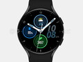 The Galaxy Watch Active 4 render overlaid with a watch face. (Image source: @heyitsyogesh)
