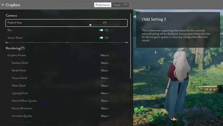 An image showing Everwild's settings. (Image source: MP1st)