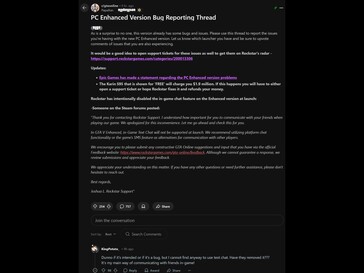 GTA 5 Enhanced bug list Reddit post (Image source: Grand Theft Auto Online subreddit)