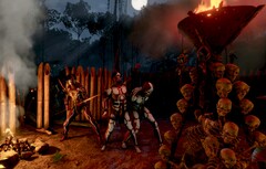 Green Hell screenshot showing amazonian tribesmen in a camp at night
