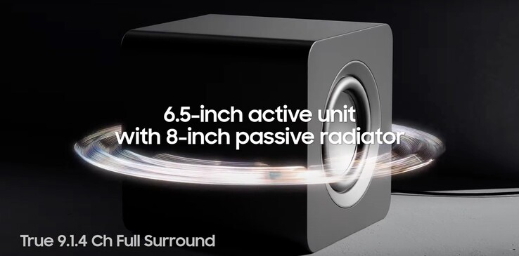 The subwoofer packs a 6.5-inch driver with an 8-inch passive radiator. (Image source: Samsung(