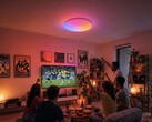 The SwitchBot RGBICWW ceiling light features RGBIC dynamic color effects