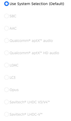 Available codecs for Bluetooth audio