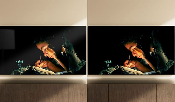Illustrative example of the Immersive Black Screen Pro anti-reflection and anti-glare film (R) used on the Bravia 9 II HDTVs.