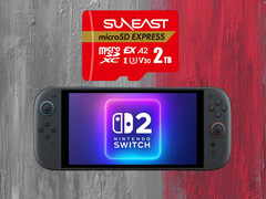 Suneast 2TB MicroSD Express card shown above Switch 2
