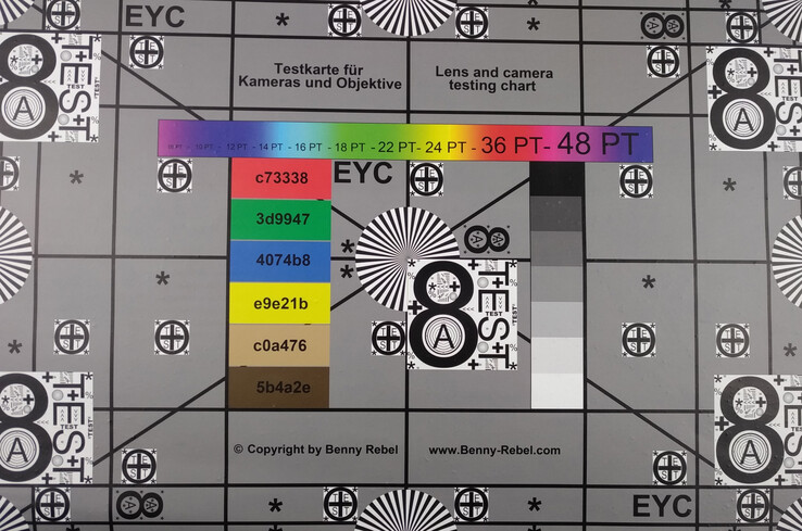 A photo of our test chart