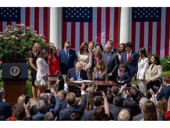 A photograph of US President Donald Trump signing the Take It Down Act at a ceremony in Washington, USA. (Image Source: @FLOTUS on X)