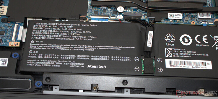 The battery offers a capacity of 99.8 Wh.