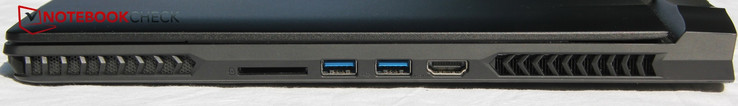 Right: SD-card reader, 2x USB-A 3.0, HDMI