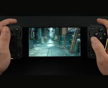 Resident Evil Requiem gameplay running on Android via PC emulation using a mobile gaming controller.