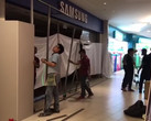 A fire erupted at a Samsung Experience Store in Singapore; workers cordoned off the shop after it was put out. (Source: The Straits Time)