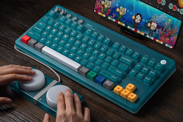 The Retro 87 Mechanical Keyboard N64 Edition ships with two wired Super Buttons.