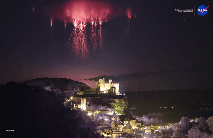 An image of the sprite that was captured over France (Image source: Nicolas Escurat via NASA)