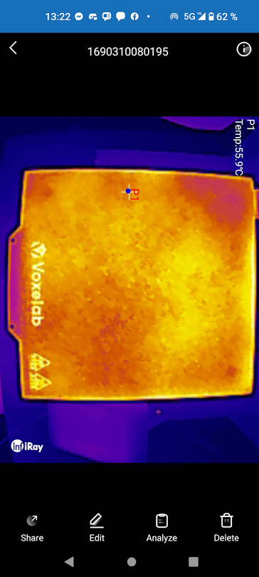 Recorded image (3D printer) with measurement point