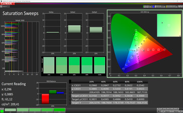 CalMAN color saturation (sRGB target color space)