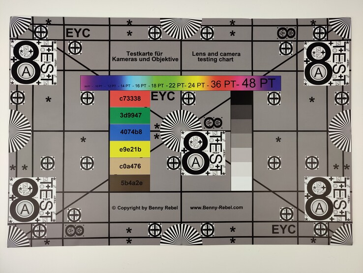 A photo of our test chart