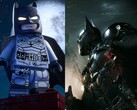 Promotional artwork for Lego Batman: Legacy of the Dark Knight next to the same for Batman: Arkham Knight
