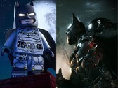 Promotional artwork for Lego Batman: Legacy of the Dark Knight next to the same for Batman: Arkham Knight