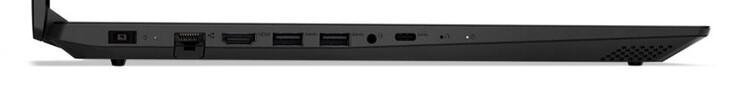 Left side: power, Gigabit Ethernet, HDMI, 2x USB 3.2 Gen 1 (Type A), audio combo port, USB 3.2 Gen 1 (Type C)