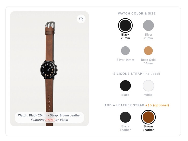 The Pebble Round 2 is available in three colors and with two strap sizes.
