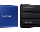 The Samsung T7 (l) and Samsung T7 Shield (r) are portable SSDs with a wide compatibility. (Image source: Samsung)