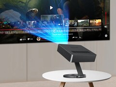 This portable projector comes with a stand (Image source: 8849)