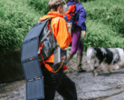 The SolarSaga 40 Air mounted on a backpack