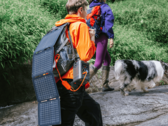 The SolarSaga 40 Air mounted on a backpack
