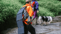 The SolarSaga 40 Air mounted on a backpack