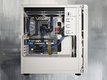 Maingear Retro98 prebuilt gaming PC with water cooling is shown (Image source: Maingear PR with edits)