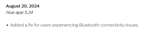 The changelog for the Philips Hue app update. (Image source: Philips Hue)